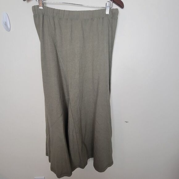 J. JILL Maxi Ponte Knit Olive Drawstring Skirt Small - Picture 2 of 3